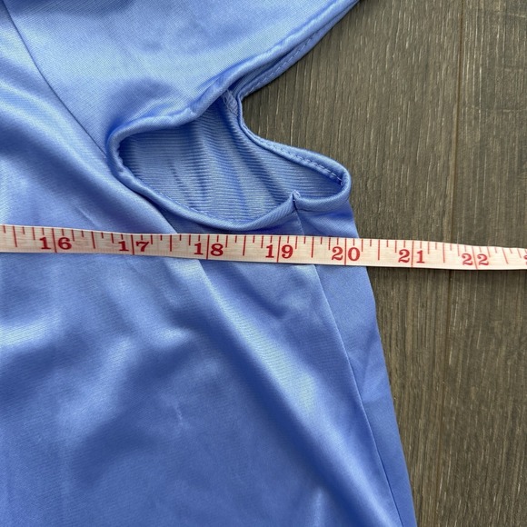 Vtg Vanity Fair M Satin Blue Nylon Embroided Nightgown Dress Robe Set Feminine - Picture 11 of 14